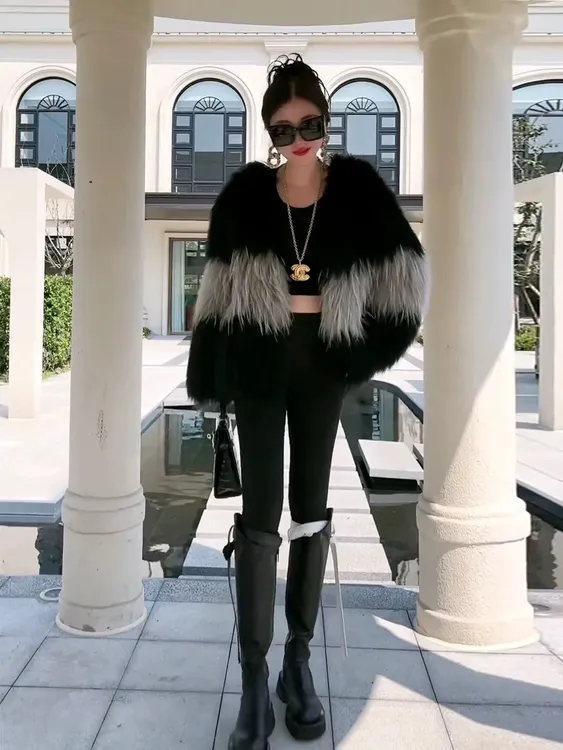 短外套加厚厚款短款女编织韩版拼接冬季气质外套百搭