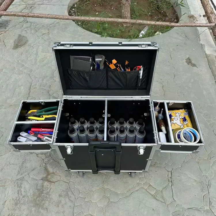 贴膜多功能铝合金拉杆箱特大号维修工具拉杆箱万向轮多层工具箱