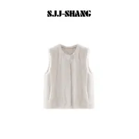 SJJ-SHANG【漫雪】丹麦进口整貂水貂皮草V领显瘦貂皮马甲q136036p