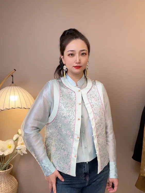 炎闪闪(蓝锦浮光)新中式马甲