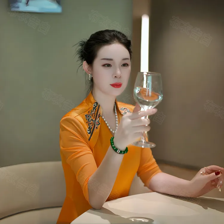 马姑娘专属-2025夏季重工刺绣荔枝纹肩绣梅花中式国风套装-26043