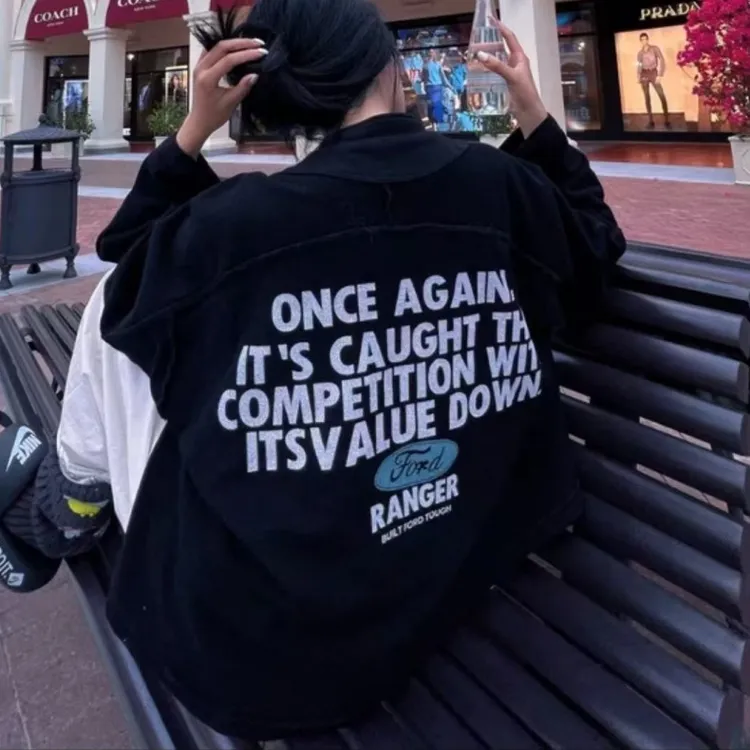 新款春字母印花反做设计感休闲卫衣开衫LK2502049