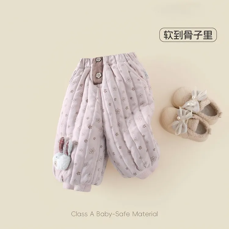 宝宝夹棉裤子冬装女童森系外穿休闲裤女童加厚长裤（有运费补贴）