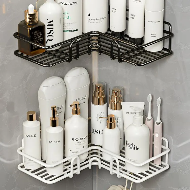 （买一发二）浴室置物架三角卫生间放洗澡收纳架子免打孔壁挂墙上