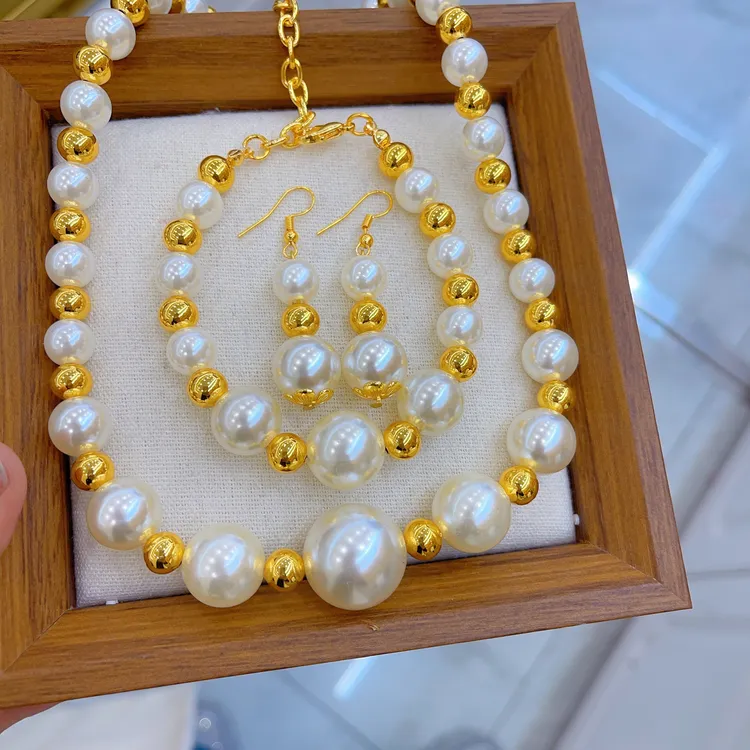 铜合金项链 1862新款三件套首饰耳环项链戒指