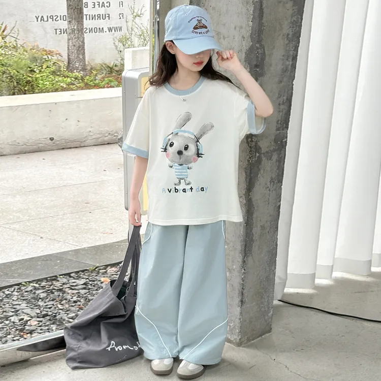 女童套装夏装洋气时尚儿童夏季薄款牛仔裤两件套8-15岁中大童女装