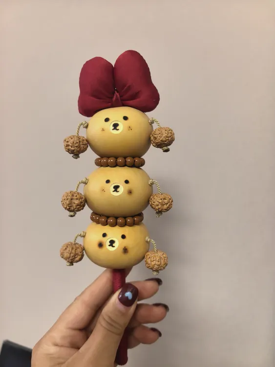 天然手工葫芦糖葫芦拨浪鼓小熊脸造型非遗烙画特色可爱玩具