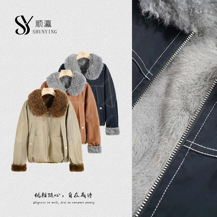 【仟娜】简约气质型！高颜值穿搭时尚翻领气质加厚外套SY76WT9101