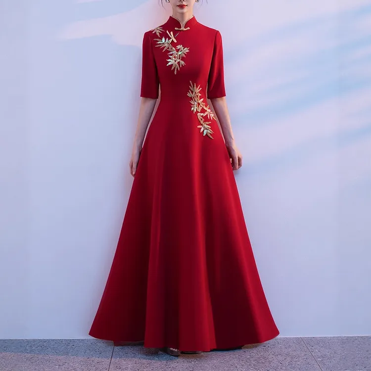 大合唱演出服女长裙团体比赛服装显瘦合唱团表演唱红歌礼服连衣裙