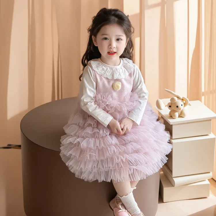 女童春季套装春秋新款儿童韩版洋气连衣裙女宝宝春装公主裙两件套