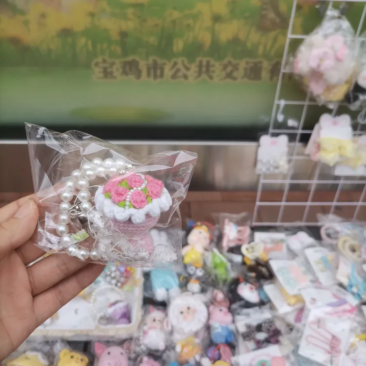 玫瑰花小花束钩织成品挂件钥匙扣