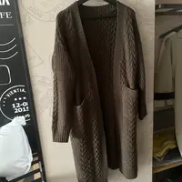 李园家1号店-新款宽松纯色长袖毛针织开衫长款