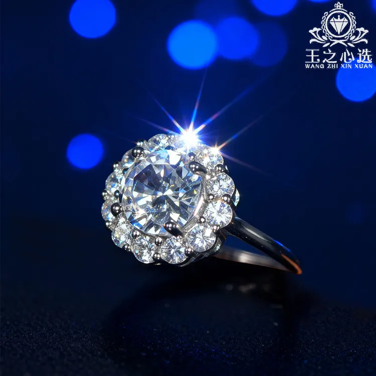 925银锆石戒指 S925纯银活口戒指轻奢爆闪皓石镶嵌女士白色经典