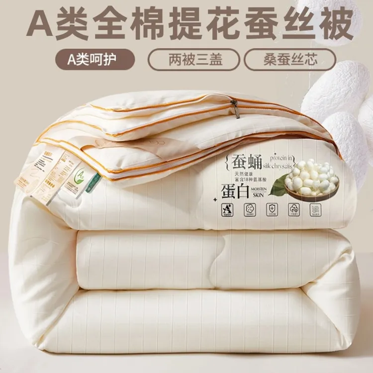 水星家纺A类蚕丝被桑蚕丝春秋被加厚冬被子母被子被芯二合一被子4