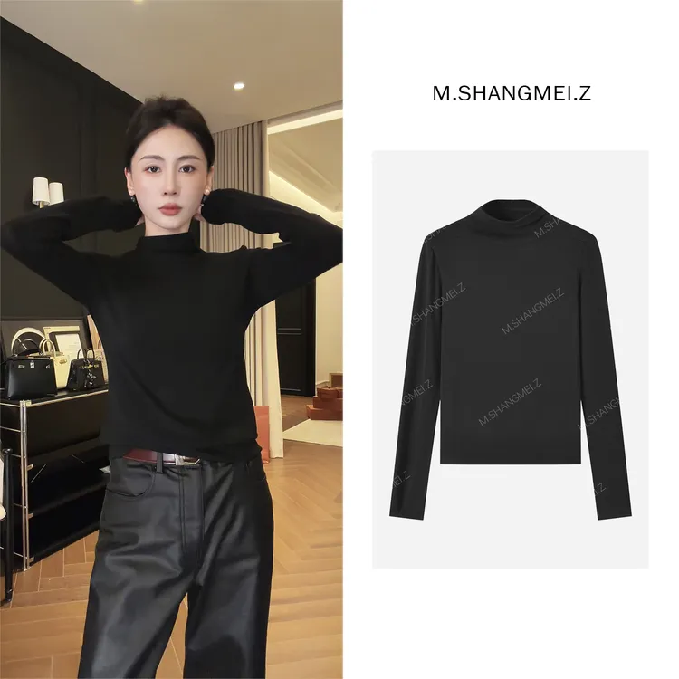M.SHANGMEI.Z/沐熙【午后暖阳】美大哥保暖半高领打底上衣X11AT1127