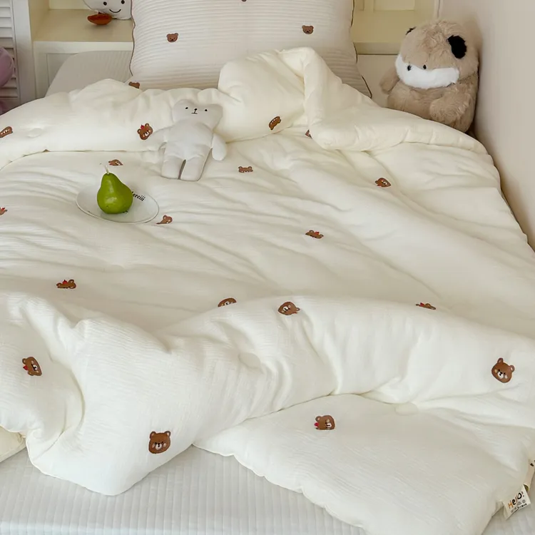 宝宝专属被 60s全棉双层皱皱纱被芯超软可机洗春秋被幼儿园秋冬被