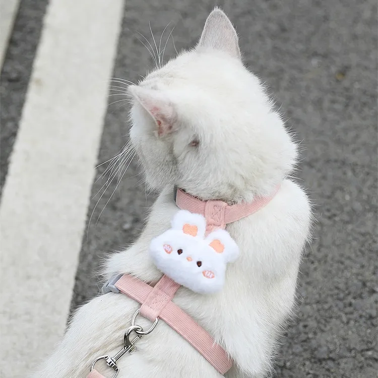 猫咪牵引绳防挣脱走丢可调节遛猫绳子小型犬幼猫外出胸背带工字型