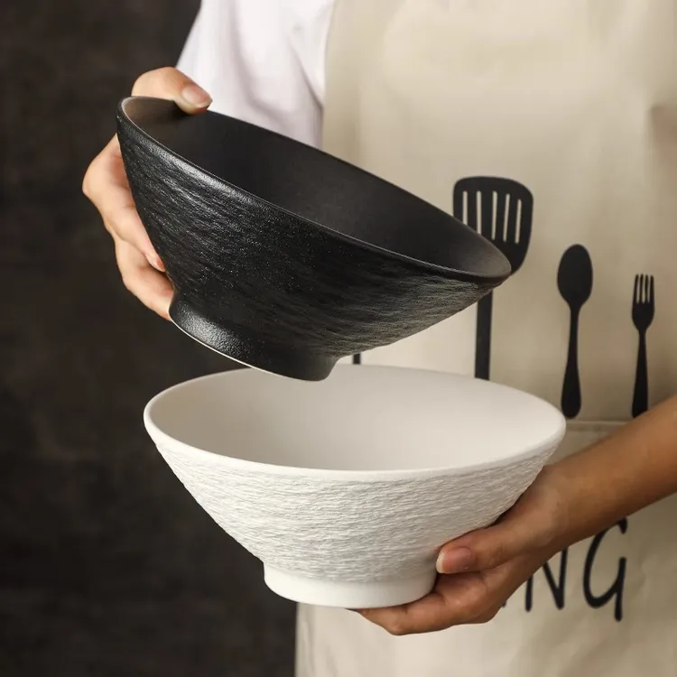 岩石纹陶瓷拉面碗创意大号商用大汤碗简约轻奢斗笠面条碗家用