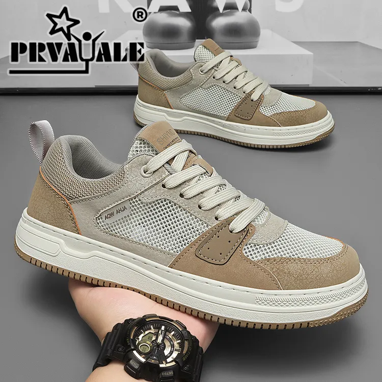 【裴罗尔】男鞋夏季2025新款复古透气防臭薄款网面鞋男士运动板鞋潮