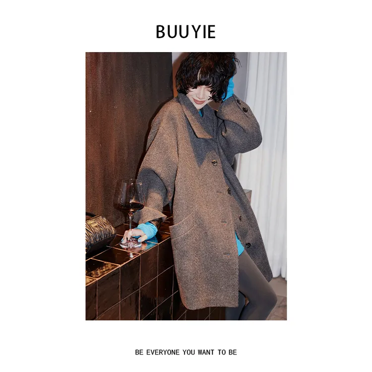BUUYIE 25SS【若汐】高级定制款时髦100羊毛外套 250914