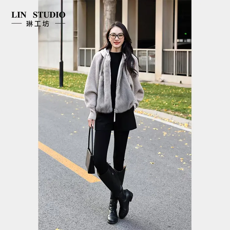 【水貂毛 95级别白鹅绒 袖子:山羊绒+绵羊毛】琳工坊首夕燕麦羽绒服