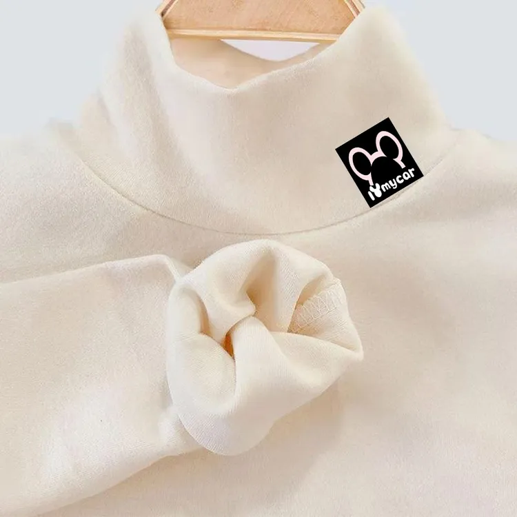 儿童双面德绒打底衫2025年秋冬中小大儿童半高领保暖卡通上衣长袖