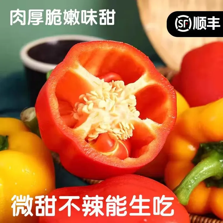 【乐小鲜】山东寿光水果彩椒甜椒现摘头茬精选大果生吃不辣顺丰包邮