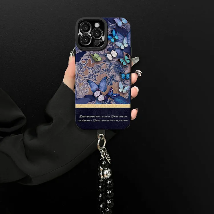 幽蓝蝴蝶适用于苹果17Air手机壳新款iPhone16promax保护套15pro女