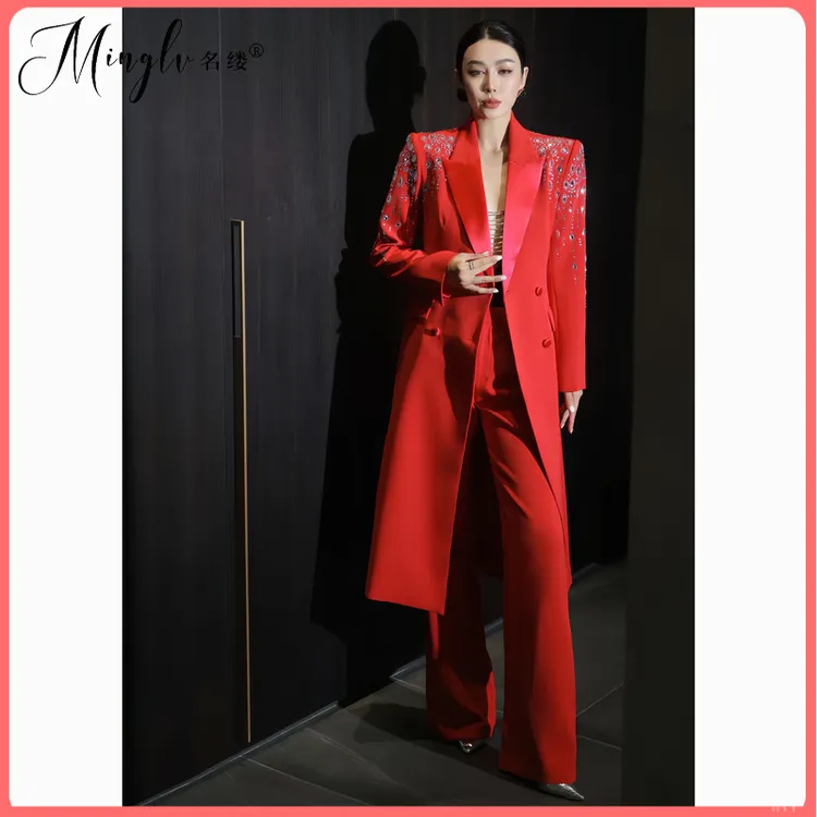 高端大品牌设计感轻奢英伦风气质御姐重工水钻风衣时尚外套