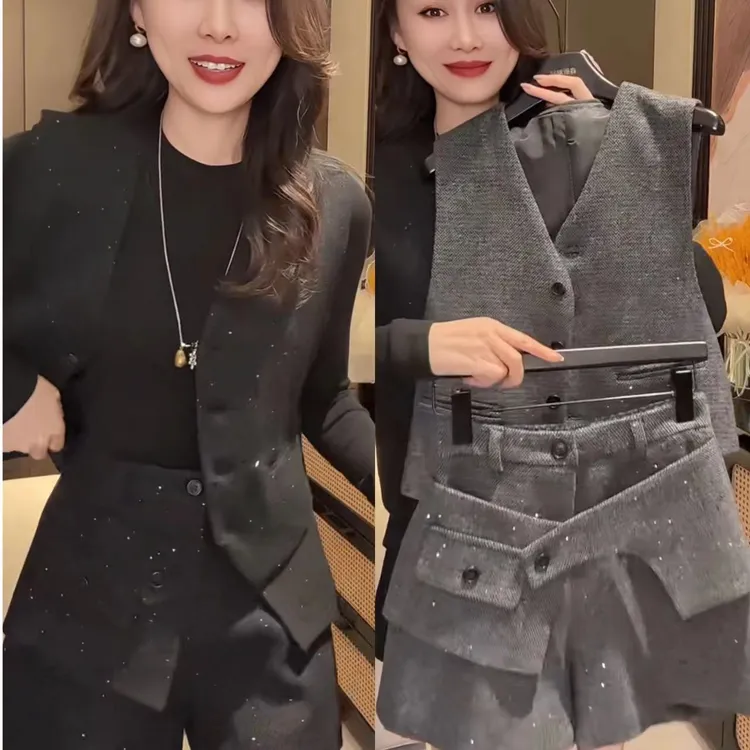 轻职风时尚套装套装马甲+短款小香风女装