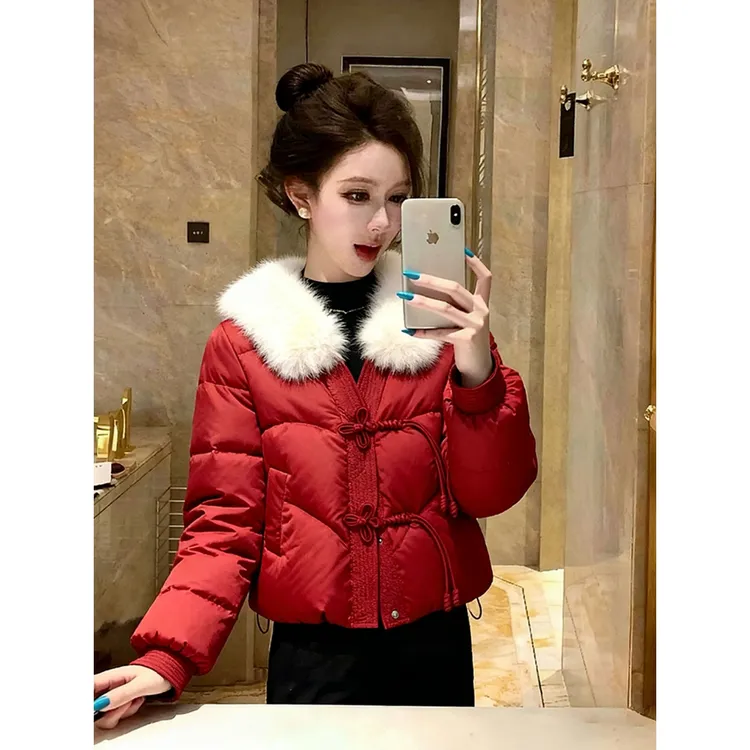 本命年拜年棉服女2025冬高端独特漂亮新中式红色加厚保暖夹棉外套