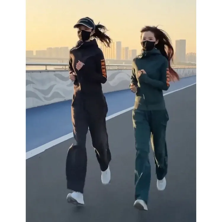 欧货休闲运动套装女春夏2025新款时尚洋气宽松跑步运动服两件套潮