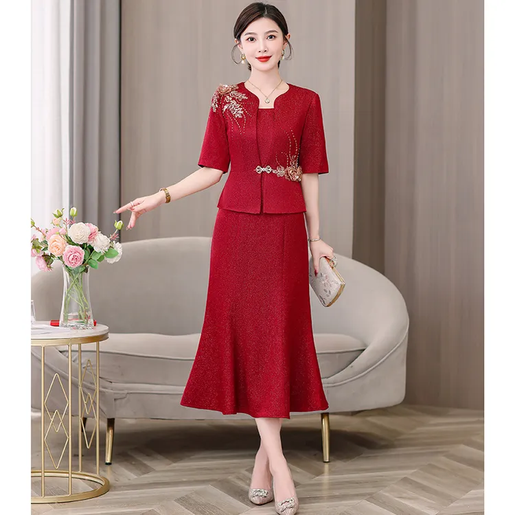 旗袍连衣裙女2025年婚礼时尚洋气妈妈婚宴礼服喜婆婆装敬酒夏长裙