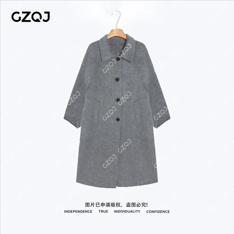 老琴私服【巷口晚风】羊驼贝贝绵羊毛时尚翻领大衣毛呢外套女冬2819