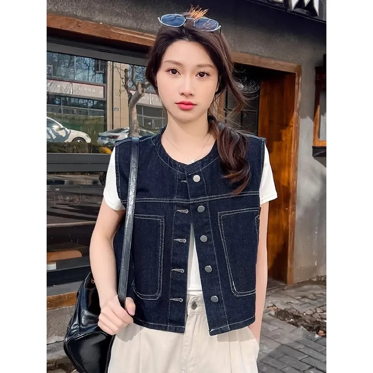 复古港风大码牛仔马甲外套女2025年新款时尚洋气宽松无袖坎肩马夹