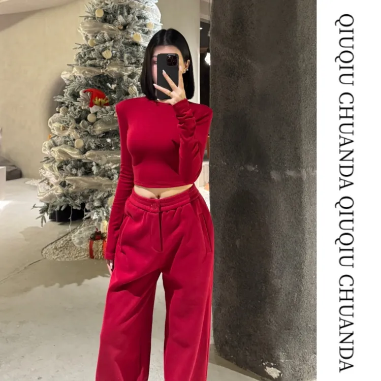 QIUQIUCHUANDA   长袖圆领高质量内搭百搭紧身修加绒T恤 W66629