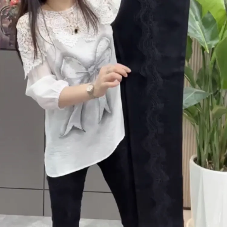 夏季新款拼接修身显瘦打底裤