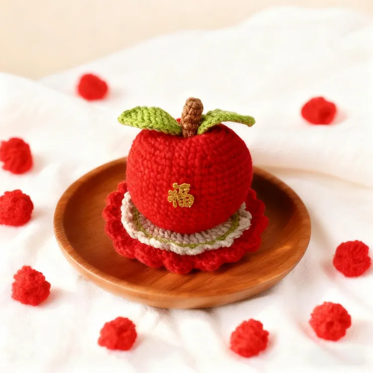 【材料包/成品♥苹果摆件】手工毛线编织玩偶