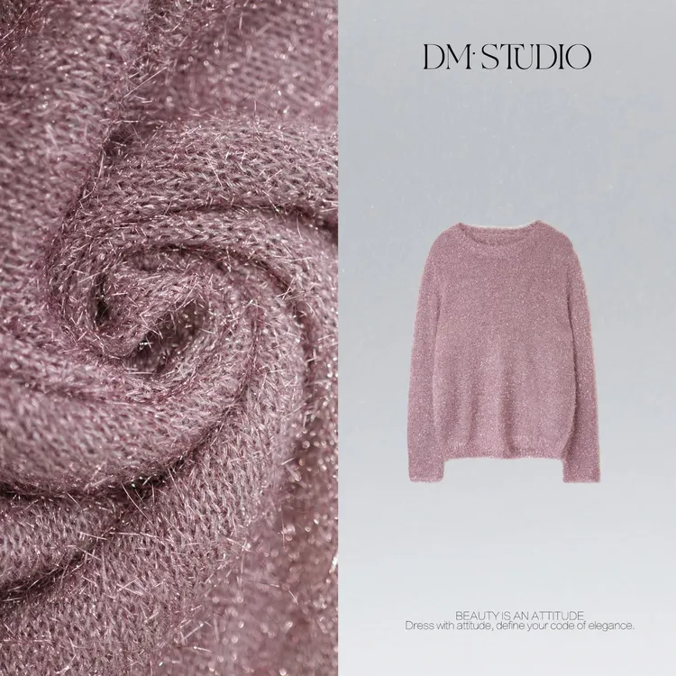 DEDM•STUDIO/精致感小众设计细闪圆领套头针织毛衣2512MY/NG-273