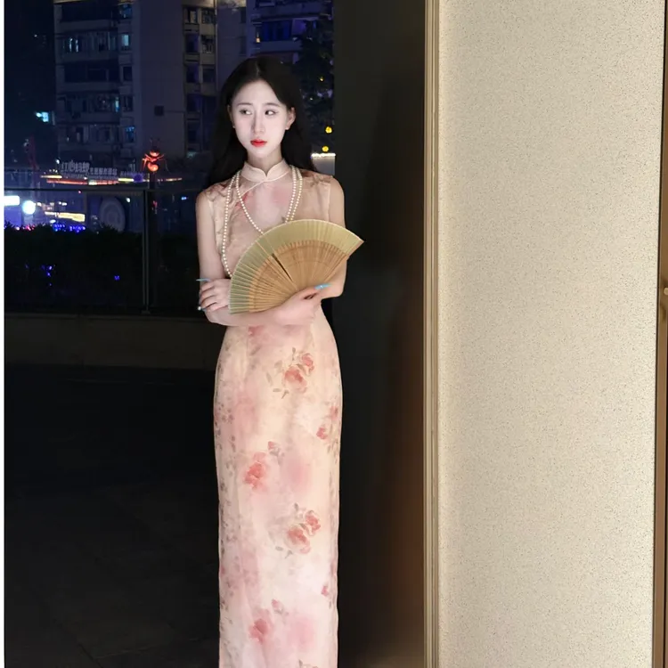 LHMknk1画报夫人原创新中式素雅旗袍中国气质旗袍 港工朝花夕拾