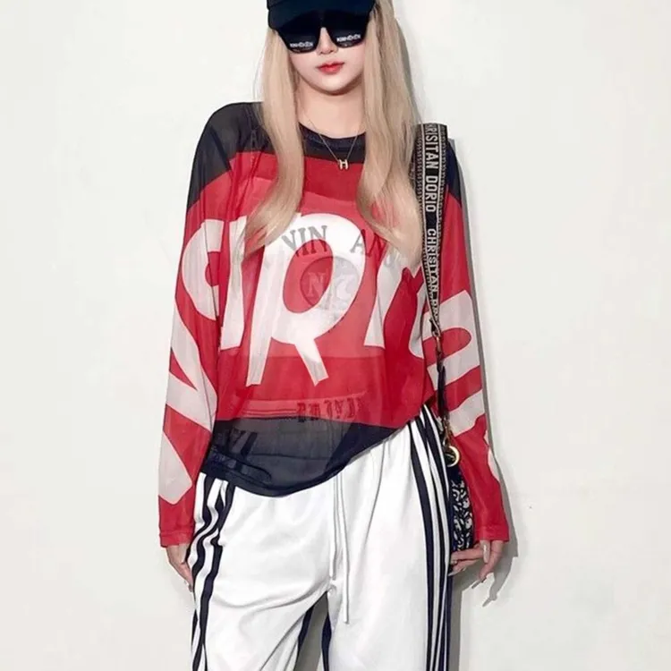 网纱打底衫女防晒罩衫2025新款夏季t恤气质内搭上衣夏款长袖薄款