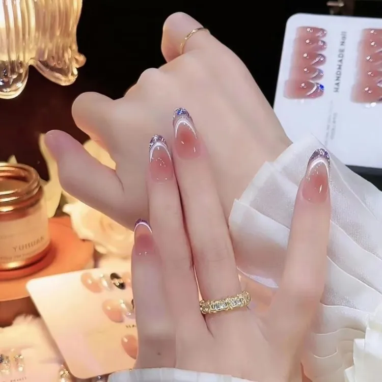 【海盐星光】爆闪猫眼美甲穿戴甲短款显白气质纯手工穿戴甲宝藏好物