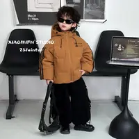 【实体品牌】连帽拼接90绒羽绒服韩版男儿童2025冬季新款外套25D052