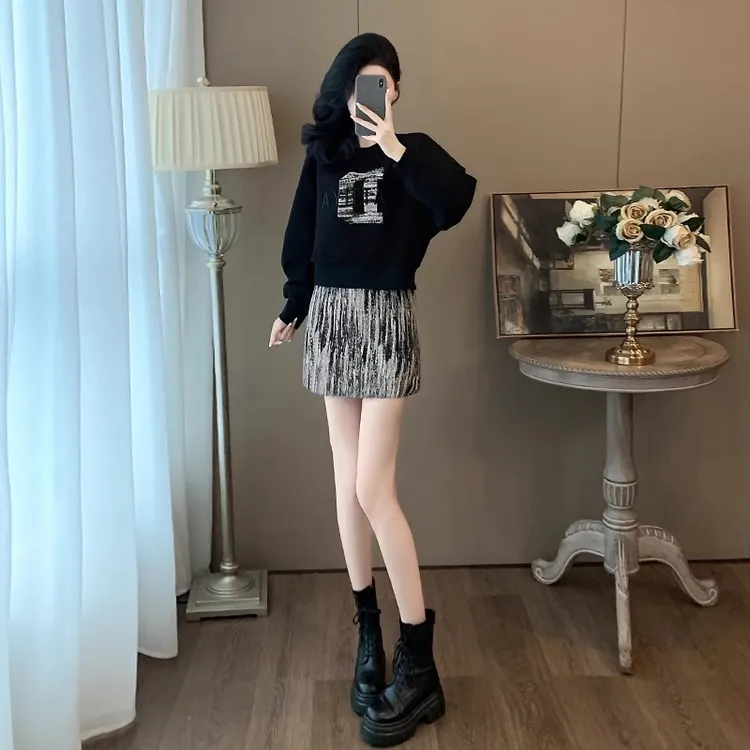慵懒风法式休闲风街头风时尚套装冬季显瘦宽松两件套女装休闲女装