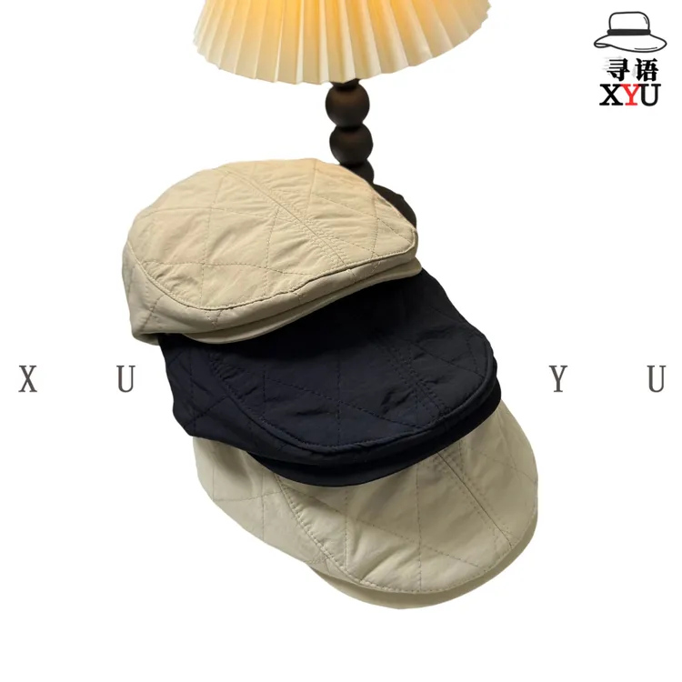 秋冬新款贝雷帽个性格纹保暖防寒反戴前进帽男女通用显脸小前进帽