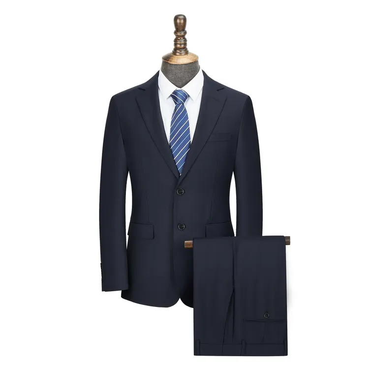 藏青色男士西装单开叉结婚男士礼服上衣裤子两件套装商务西装套装