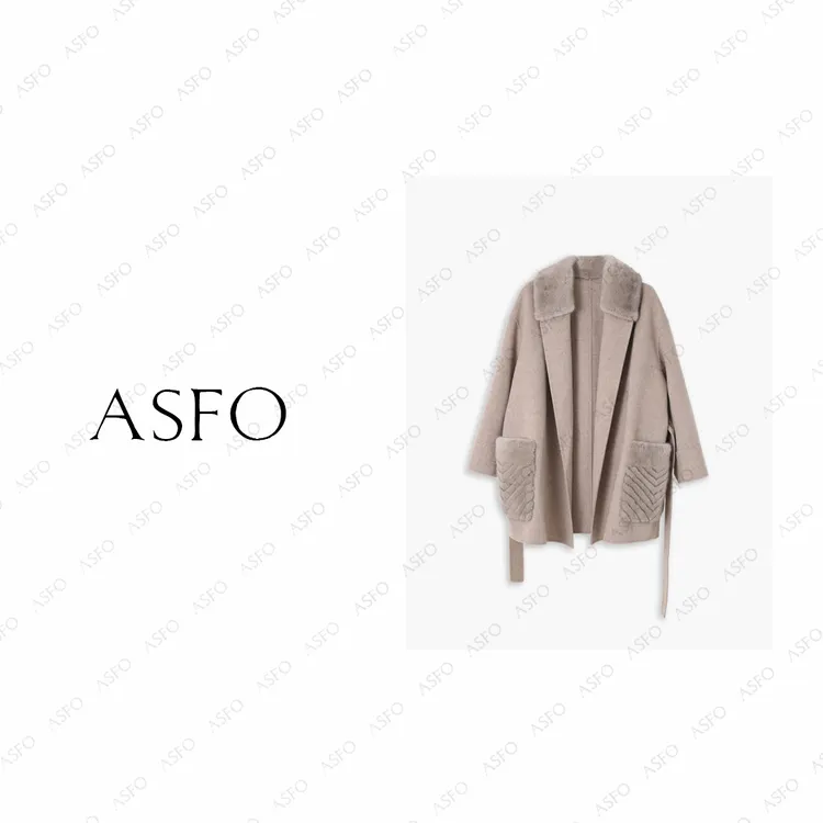 【AS贵客】25新原创定制羊绒羊毛拼水貂双面呢大衣AS25QDY00537