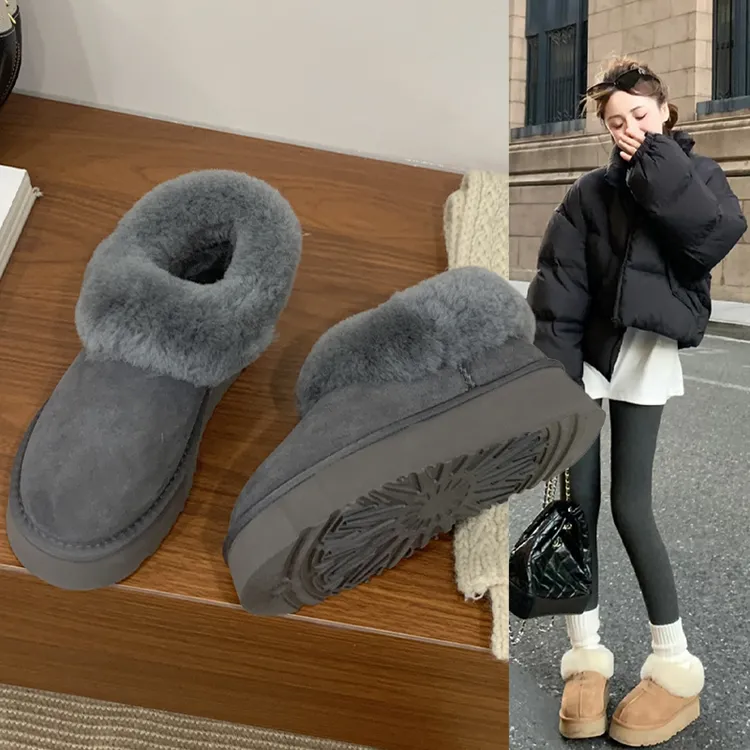 厚底雪地靴女款加绒低帮2025新款冬季保暖毛毛棉鞋雪地鞋女鞋鞋子