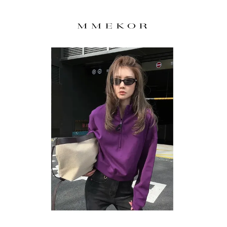 MMEKOR“紫西梅”卫衣 2025新款秋款静奢老钱风时髦上衣 30192