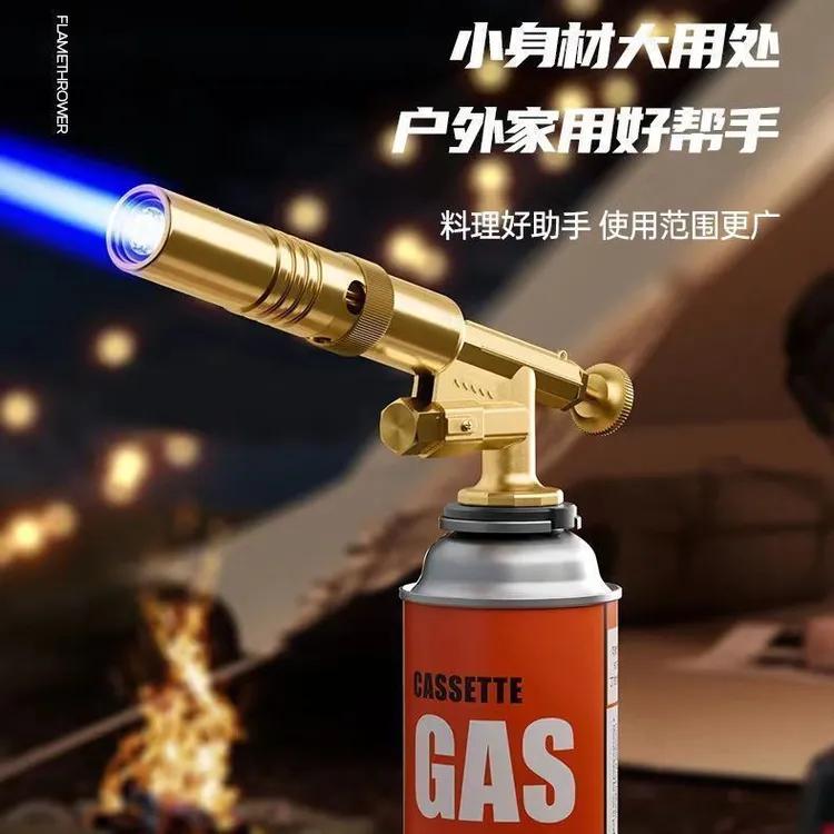 卡式电子点火喷火枪烧猪毛枪头全铜质烤枪火焰枪烧肉炉头气罐高品